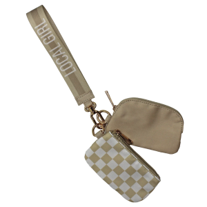 Local Girl Dual Wristlet in Khaki Checker