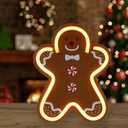 Gingerbread Christmas Decorations for Home LED Lighted Christmas Gingerbread Decor Farmhouse Wooden Tiered Tray Signs Rustic Holiday Table Sign Kitchen Xmas Party Mantel Gift Winter