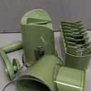 SUSTEAS Rotary Cheese Grater with Handle - Vegetable Shredder with 5 Well-designed Blades & Strong Suction Base,Round Mandoline Slicer & Food Chopper for Kitchen,with Blade Storage Box(Retro Green)