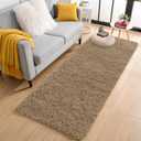 OLANLY 2x5 Machine Washable Runner Rugs for Hallway, Soft Fluffy Shaggy Bedside Rugs for Bedroom, Living Room, Indoor Floor Carpet for Kids Girls and Boys, Home Decor Aesthetic, Taupe