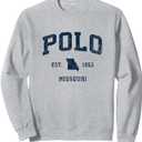 Polo Missouri MO Vintage Athletic Navy Sports Design Sweatshirt (Gray, M)