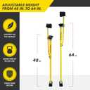ToolPro Professional Grade Adjustable Drywall Stilts - for Drywall Installation, Painting, and More. Soft Strap Bands to Reduce Soreness and Smoother use (48-64 in., Magnesium)