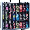 Double Sided Toy Storage Organizer Case for Hot Wheels Car, for Matchbox Cars, for Mini Toys, for Small Dolls. Carrying Box Container Carrier with 48 Compartments - Black (Box Only)