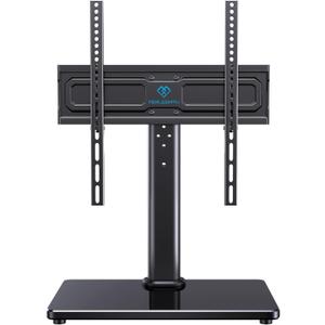 PERLESMITH Universal Swivel TV Stand for 24-60 inch TVs up to 99 lbs, 8 Height Adjustable Table Top TV Stand, TV Base Stand with Tempered Glass Base, Max VESA 400x400mm, PSTVS33