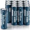 16 Pack AA Lithium Rechargeable Batteries, 3400mWh High Capacity, 1.5V Constant Output, 1600+ Cycles