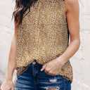 Dokotoo Womens Casual Sleeveless Shirts Halter Neck Leopard Print Tank Top and Blouses (M)