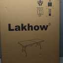 Lakhow Folding Table 6ft Heavy Duty Portable Table Indoor Outdoor with Parties, Camping & BBQs, Folds in Half for Easy Storage, No Assembly Required, White