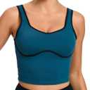 RUNNING GIRL Sports Bras for Women Removable Padded Yoga Tank Tops Sleeveless Fitness Workout Running Crop Tops(2996_Dark Blue_XXL)