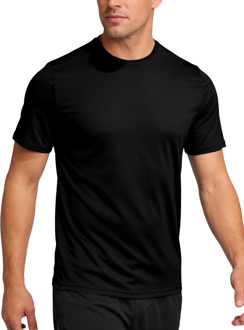 Mens Workout Shirts Dry Fit, Running Top Athletic Tee Moisture Wicking Crewneck Gym T-Shirts Short Sleeve (Small, Black)