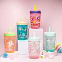 Zak Designs Kelso Toddler Cups For Travel or At Home, 15oz 2-Pack Durable Plastic Sippy Cups With Leak-Proof Design is Perfect For Kids (Fanciful Unicorn, Happy Skies)