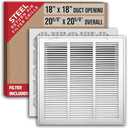 Fits 18x18 Duct Opening | Filter Included Steel Return Air Filter Grille by Handua [Removable Door] for 1-inch Filters | Vent Cover Filter Grill | White | Outer Dimensions: 20 5/8"W X 20 5/8"H