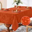 Romanstile Fall Jacquard Rectangle Tablecloth - Thanksgiving Waterproof Table Cloths Autumn Heavy Weight Fabric Table Covers for Dinner/Parties/Holiday - 52 x 70 Inch, Burnt Orange