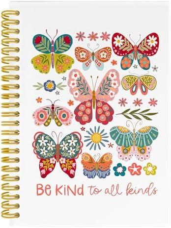 Nipil Boho Butterfly Motivational Notebook Journal, Be Kind to All Kinds Inspirational Notebooks for Note Taking, Butterfly Journals for Writing, Boho Hardcover Spiral Notebook Journal, 5.5x8.3 Inch