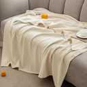 PHF 100% Cotton Muslin Blanket King Size 108" x 90", 4-Layer Lightweight and Breathable for Summer, Luxuriously Soft Gauze Bedding for Bed, Natural Minimalism Style, Ideal Gift, Beige/Short Bread
