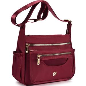 CAAORDKSO Messenger Bag for Women Nylon Waterproof Shoulder Purse Crossbody Bag Lightweight Travel Bag with Multiple Pockets