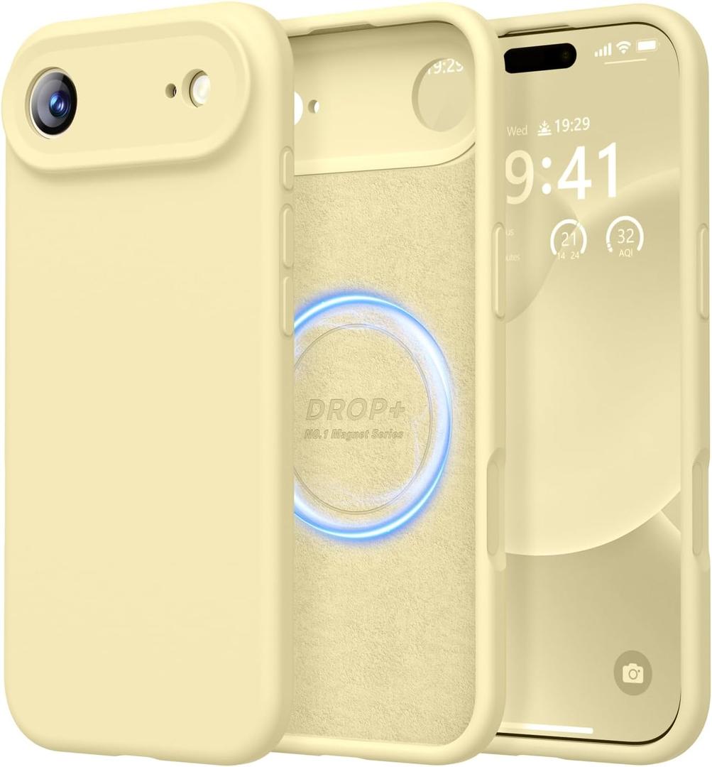 LOVE 3000 Designed for iPhone Air Case, Premium Silicone [Compatible with Magsafe][Soft Anti-Scratch Microfiber Lining] Shockproof Protective Phone Case for Men Women 6.5", Creamy Yellow