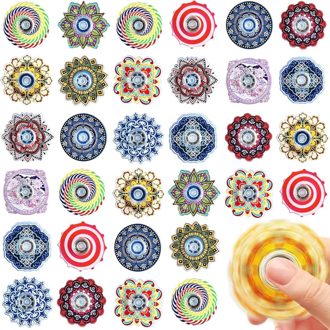 40 Pack Mini Fidget Spinner Toys Party Favors, Desk School Toy Anxiety Relief,Stress Relief Sensory Toys for Kids Adults,Treasure Box Toy for Classroom Prizes, Halloween Treats Toys Bulk (Random)