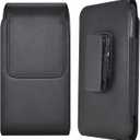 for Motorola Moto G 5G 2025 2024 G Power 2025 2024 2023 G Stylus 5G 2025 2024 Cell Phone Holster Holder Belt Clip Case PU Leather Pouch for Samsung Galaxy S25 S24 S23 Ultra (Black2, XL)