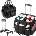 Large Cleaning Caddy for Cleaning Supplies Organizer, Rolling Cleaning Caddy Bags with Wheels for Housekeepers, Cleaning Carts on Wheels for Home Car Office Picnic (Black-black)