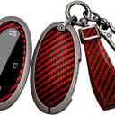T-carbon Real Glass Fiber Key Cover Compatible with Hyundai lonqi6 Key Case Shell fits for Hyundai Grandeur GN7, KONA, Elanrtra, Santa Fe, Sonata, Tucson Smart Key Protector,Red