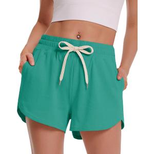 CAMPSNAIL Athletic Shorts for Women - Workout Casual High Waisted Black Sweat Shorts Comfy for Running Gym Lounge Summer (Green, S)