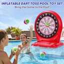 Inflatable Dart Toss Pool Toy Set, Giant Pool Game for Kids Ages 812, Teens & Adults, Floating Dart Board Water Toy with 4 Balls, Fun Summer Pool Party, Indoor/Outdoor Play