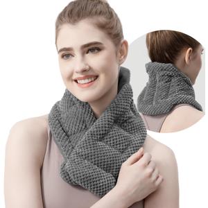 uncn Microwavable Heating Pads for Neck and Shoulders Pain Relief Microwave Heat Pack Versatile Weighted Moist Heated Neck Wrap Reusable Herbal Nature Calming Beanbag Warm Compress 29X7 in 2.4Pounds (Gray)