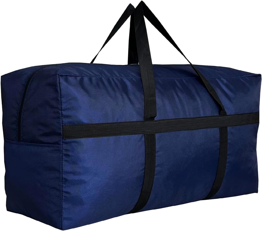 Extra Large Storage Duffle Bag with Zippers and Handles, Big Foldable Duffle Bag for Travel (XX-Large - 42"(L) X 13.5"(W) X 23"(H), Blue)