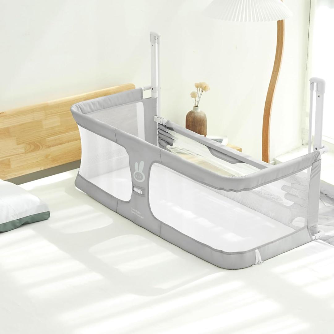 SISTINE Crib Side Bed, Bed Guard, Crib Side Sleeper, Sleeping Together Bedside, Cots Sleep Together, Cot Side by Side Sleeper. Infant/Boy/Girl/Co Sleeper for Baby in Bed, Gray (39.4"L x 19.7"W x 27.6"H, Light Grey)
