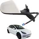 Side Mirror Car Door Mirror Fits for Tesla Model 3 2017-2023 Right Passenger Side,Power Adjustable-Heated Glass-Memory Recall, 51167177128, White RH,13-Pins