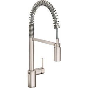 Moen Align Spot Resist Stainless Motionsense Wave Sensor Touchless One-Handle High Arc Spring Pulldown Kitchen Faucet with Sprayer, 5923EWSRS