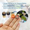1/4" & 3/8" QD Pressure Washer O-Ring Seal Quick Colored M22 Quick Connect Coupler - 1/4" 30PC Orange and 3/8" 30PC Grey