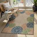 LIVEBOX Modern 3x5 Jute Outdoor Patio Rug, Washable Rugs for Entryway Porch, Tropical Floral Boho Farmhouse Carpet, Non Slip Front Door Mat for Outdoor Indoor Entryway Guestroom Decor (Olive 3'x5')