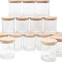 SHOWIN 10 OZ Thick Candle Jars for Making Candles 15 Pcs, Empty Jars with Wood Lids for Candle Making, Sample Container, Clear