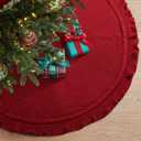 Hommtina Christmas Tree Skirt 48 Inches Red Tree Skirt,Christmas Tree Decorations Faux Fur Tree Skirt for Xmas Holiday Home Party Decorations Ornaments (Wave Red)