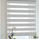 KCO Zebra Blinds for Windows, Dual Layer Roller Sheer Shades Blinds for Day and Night, Light Control Window Treatments Shades with Valance Cover, 36" W x 72" L, Marble Grey
