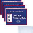 Mahjong Cards 2026, 4Pcs Official Revision Game Cards with Covers - Premium Waterproof Latest Version Mahjong Score Cards, Clear Large Print, Easy-to-Read & Understanding for Mahjong Fans