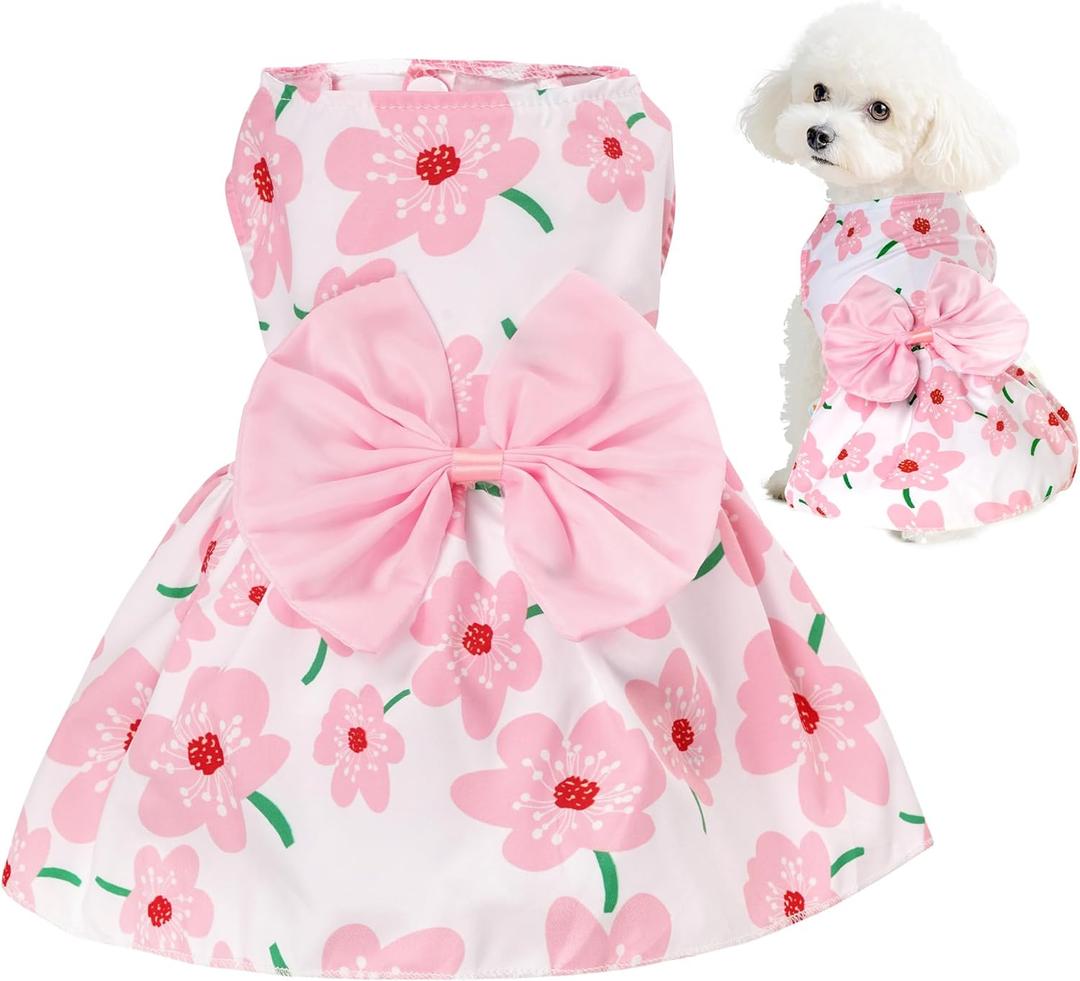choyaxo Floral Dog Dress Cute Dog Skirt Pet Dress Summer Pet Clothes for Puppy Small Cats (Large)