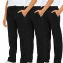 Real Essentials 3 Pack: Boys' Cotton Fleece Sweatpants - Open Bottom Athletic Pants with Pockets for Teens & Kids (Size 4-18) (Medium, Set 6)