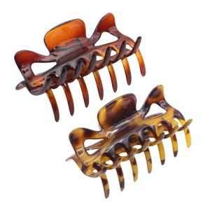 Parcelona French Classic Medium 3" Celluloid No Slip Grip Jaw Hair Claw Durable Styling Hair Accessories Women Strong Hold Girls Hair Claw Clips, Made in France (Tortoise Shell N Savana)