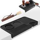 Espresso Tamping Mat and Coffee Brush Set, Food Grade Silicone Coffee Tamper Mat, Portafilter Mat for Barista Espresso Machine Acceessories, Waterproof Heat Resistant Tamp Station for Counter