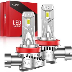 H11 Bulbs, 30000lm 800% Brightness 2025 Upgrade Super Bright 6000K Cool White H8/H9 Fog Light Bulbs, Real 1:1 Mini Size with Cooling Fan, Plug and Play Non-Polarity, Pack of 2