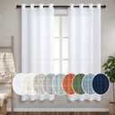 72 Inch Length Semi Sheer Curtains 2 Panels Set White Light Filtering Linen Blackout Grommet Drapes for Living Room Bedroom 52x72 Inches Long