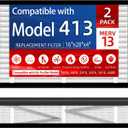 2 Pack, 413 Replacement Filter,Compatible with AprilAire 413 Whole House Air Purifiers Models1410,1610,2410,2416,3410,4400,MERV11 HVAC Furnace Filter Nominal Size: 16x25x4,Actual Size:16"x28"x4"