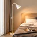 White Floor Lamp for Living Room Corners Bedroom Bedside Kids room dorm Library,9W LED tri Color Dimming, Gooseneck Adjustment, Iron Lampshade, Work Desk Lamp,Tall Standing Reading Light, home decor
