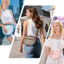 FODOKO Small Checkered Crossbody Bag Nylon Bum Bags shoulder Purses Handbags Wallets for Women (Caramel)