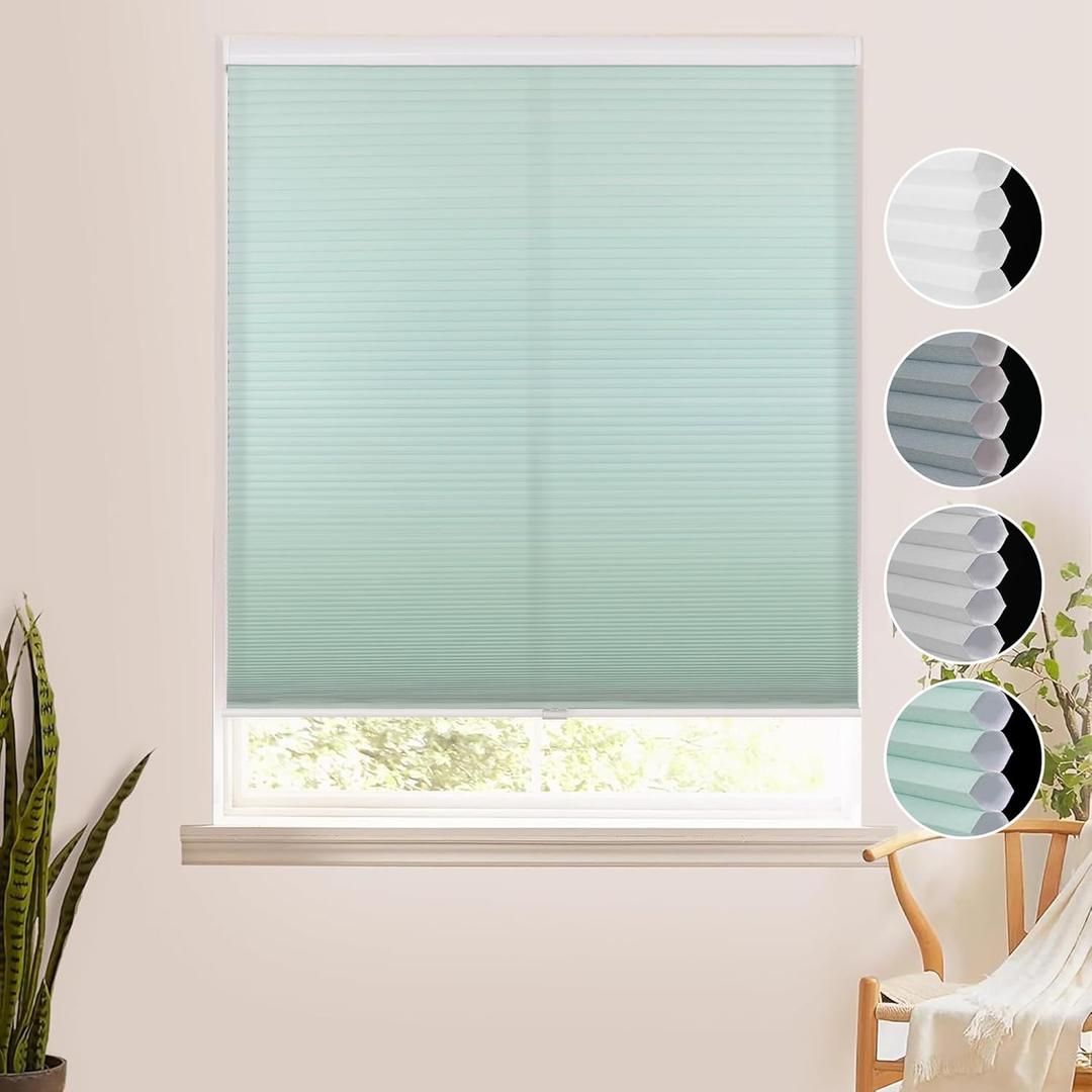 Homebox Cordless Cellular Shades for Home Office, Thermal Insulated Lighting Filtering Room Darkening Window Blinds, Honeycomb Shades for Windows Green 25" W48" H