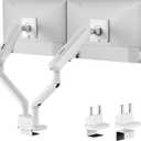 monTEK Dual Monitor Arm, Mechanical Spring Monitor Arm for 17-35" Screens, Adjustable Monitor Desk Mount Each Holds up to 26.4 lbs with C Clamp/Grommet Desk Mount, VESA 75/100mm, MA1011WH-D (White)