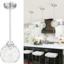 8-Inch Brushed Nickel Pendant Light,Hammered Globe Glass,PL101HBN-L