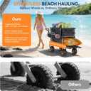 400L Double Decker Beach Wagon-500LBS Heavy Duty Beach Cart with 9" Big Balloon Wheels for Sand,Folding Collapsible Wagon with Side Pocket for Beach, Fishing, Camping,Outdoor(Black)